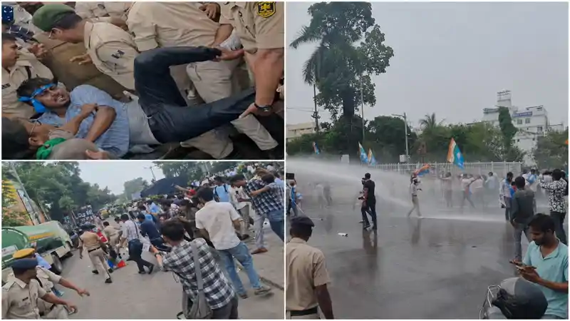 पटना में फिर भारी बवाल, छात्रों को पुलिस ने घसीटा, बैरिकेडिंग तोड़ी, वाटर कैनन...कांग्रेस-पप्पू यादव भी... पटना में फिर भारी बवाल, छात्रों को पुलिस ने घसीटा, बैरिकेडिंग तोड़ी, वाटर कैनन...कांग्रेस-पप्पू यादव भी...
