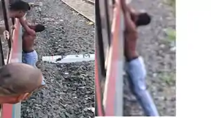 रफ्तार पकड़ती ट्रेन और चोर की चीख-पुकार, कई किलोमीटर तक चलती ट्रेन की खिड़की से लटका रहा शातिर रफ्तार पकड़ती ट्रेन और चोर की चीख-पुकार, कई किलोमीटर तक चलती ट्रेन की खिड़की से लटका रहा शातिर