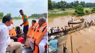 नदियां उफान पर, डूबने लगे खेत-खलियान, सांसद खुद DM-SP के साथ उतरे पानी में.. नदियां उफान पर, डूबने लगे खेत-खलियान, सांसद खुद DM-SP के साथ उतरे पानी में..