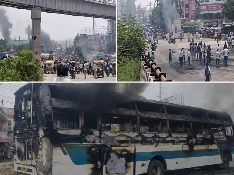 पटना सिटी में युवक की मौत के बाद भारी बवाल, बस को किया आग के हवाले, पुलिस की गाड़ियां फूंकी पटना सिटी में युवक की मौत के बाद भारी बवाल, बस को किया आग के हवाले, पुलिस की गाड़ियां फूंकी