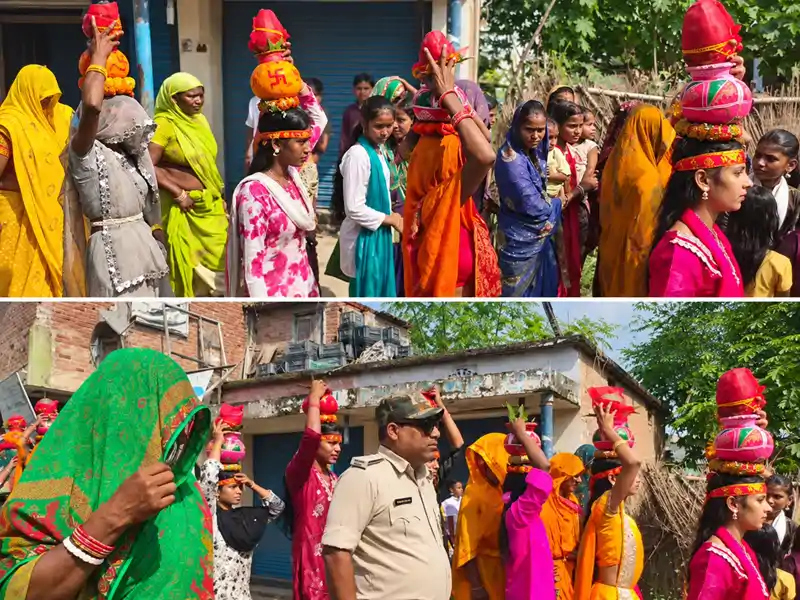 सिंघिया में निकली भव्य कलश शोभा यात्रा, नव दुर्गा मंदिर में कलश स्थापित सिंघिया में निकली भव्य कलश शोभा यात्रा, नव दुर्गा मंदिर में कलश स्थापित