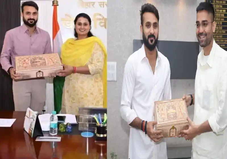 क्रिकेटर आकाशदीप अक्षिता संग लेंगे सात फेरे, इस दिन वाराणसी में रचाएंगे शादी, मंत्रियों से मुलाकत कर दिया निमंत्रण क्रिकेटर आकाशदीप अक्षिता संग लेंगे सात फेरे, इस दिन वाराणसी में रचाएंगे शादी, मंत्रियों से मुलाकत कर दिया निमंत्रण