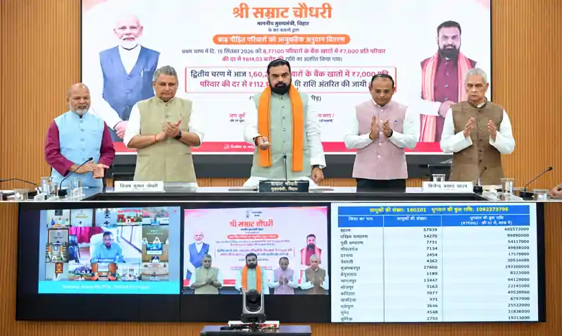 मुख्यमंत्री ने बाढ़ प्रभावित 1,60,201 परिवारों के खातों में 112.14 करोड़ की राहत राशि की अंतरित मुख्यमंत्री ने बाढ़ प्रभावित 1,60,201 परिवारों के खातों में 112.14 करोड़ की राहत राशि की अंतरित