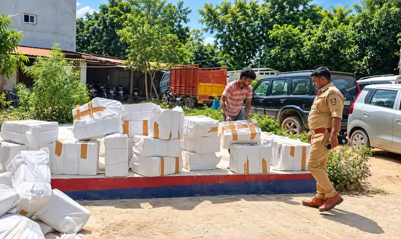संदिग्ध ट्रक से 63.84 लाख रुपये का कोडिन कफ सिरप बरामद, चालक-खलासी फरार