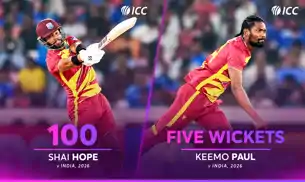 INDvsWI : होप का शानदार शतक, जीत के साथ 2-2 की बराबरी पर वेस्टइंडीज