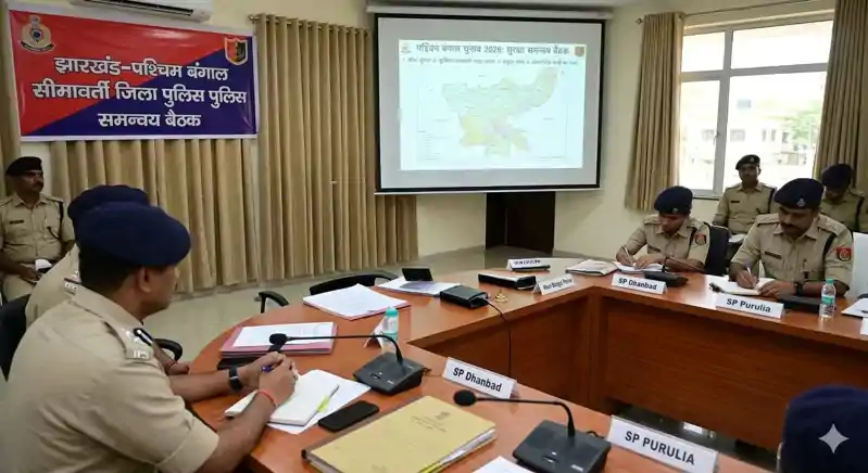 बंगाल चुनाव 2026 को लेकर झारखंड पुलिस सतर्क, सीमावर्ती जिलों में सुरक्षा व्यवस्था सख्त करने के निर्देश बंगाल चुनाव 2026 को लेकर झारखंड पुलिस सतर्क, सीमावर्ती जिलों में सुरक्षा व्यवस्था सख्त करने के निर्देश