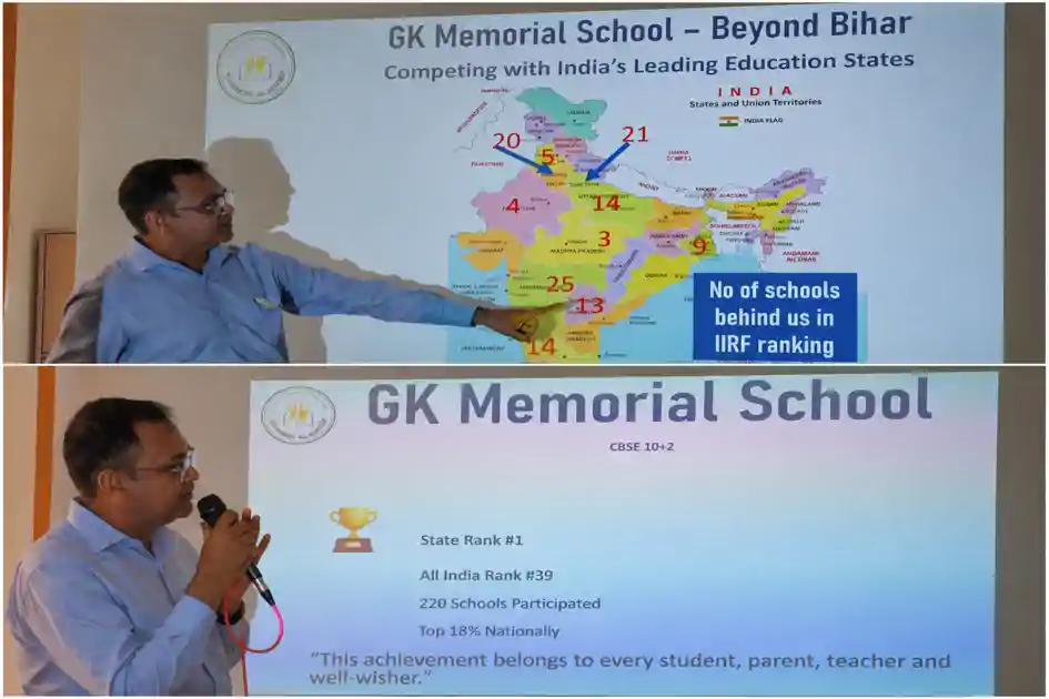 जीके मेमोरियल स्कूल ने रचा इतिहास, IDIRF स्कूल रैंकिंग 2026 में बिहार में प्रथम और देशभर में 39वां स्थान