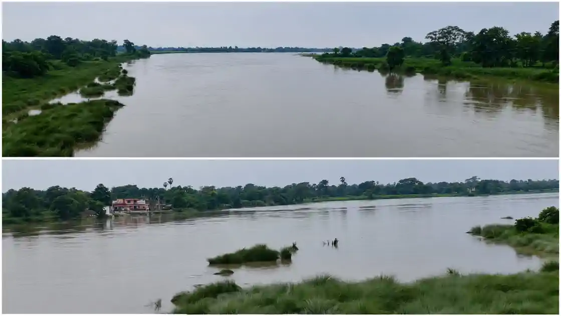 नेपाल की बारिश ने बढ़ाई चिंता, सिकरहना का बढ़ता जलस्तर, सुगौली के कई गांवों में बाढ़ का खतरा
