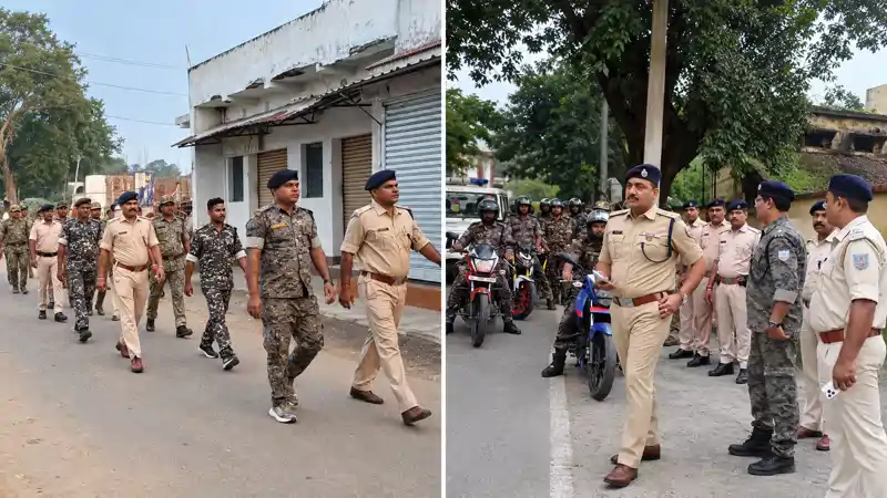 दुर्गा पूजा को लेकर जामताड़ा पुलिस अलर्ट, जिले भर में निकाला फ्लैग मार्च