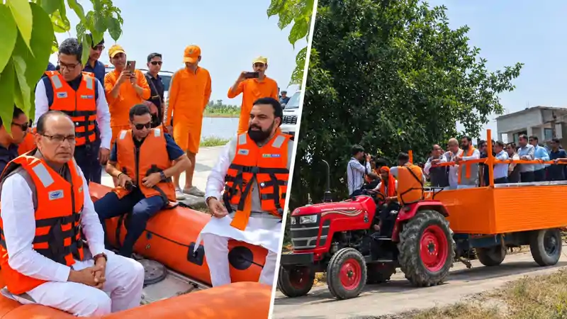 तेजस्वी के गढ़ में शिवराज-सम्राट की सियासत नाव, बाढ़ का जायजा, किसानों का दर्द और 2025 चुनाव का सियासी संदेश तेजस्वी के गढ़ में शिवराज-सम्राट की सियासत नाव, बाढ़ का जायजा, किसानों का दर्द और 2025 चुनाव का सियासी संदेश