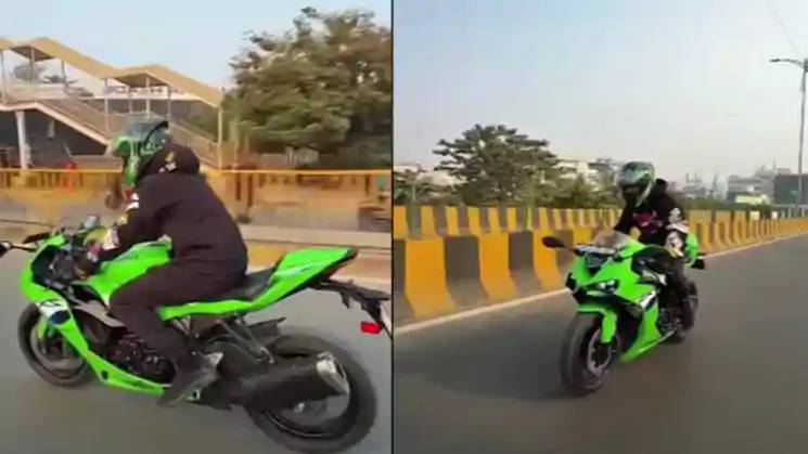 कावासाकी निंजा पर सवार तेज प्रताप का धांसू अंदाज, धूम जैसी एंट्री ने सोशल मीडिया पर मचाया तहलका