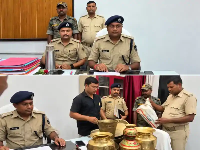 बंद मकान में चोरी का 24 घंटे में खुलासा, सुनार समेत सात गिरफ्तार, पीतल के भारी बर्तन और नकदी बरामद बंद मकान में चोरी का 24 घंटे में खुलासा, सुनार समेत सात गिरफ्तार, पीतल के भारी बर्तन और नकदी बरामद
