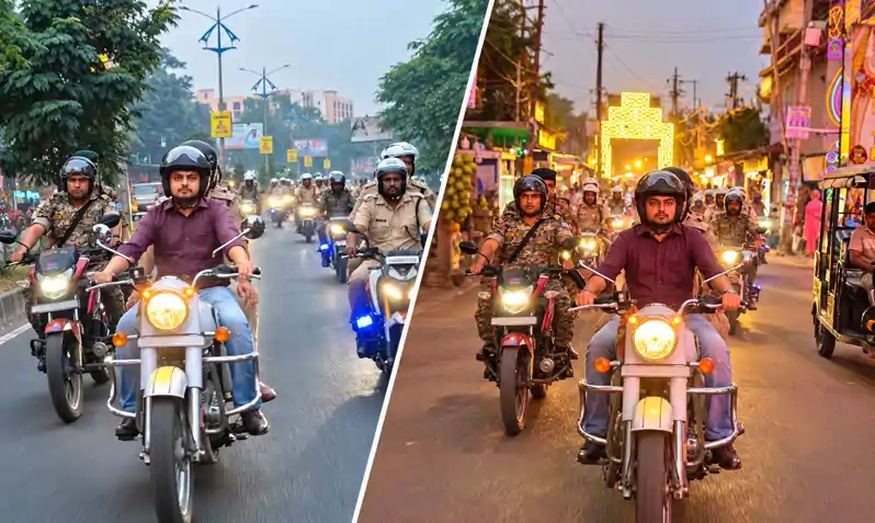 दुर्गा पूजा को लेकर उपायुक्त के नेतृत्व में निकला व्यापक फ्लैग मार्च, सुरक्षा व्यवस्था का लिया जायजा