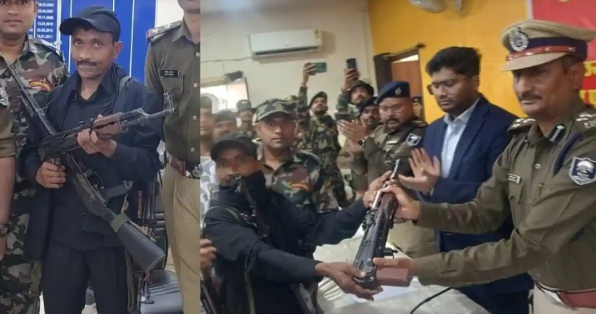 तीन लाख का इनामी नक्सली सुरेश कोड़ा उर्फ मुस्तकीम का सरेंडर, 1 AK-47, एक AK-56, दो इंसास और 500 गोली का जखीरा बरामद 