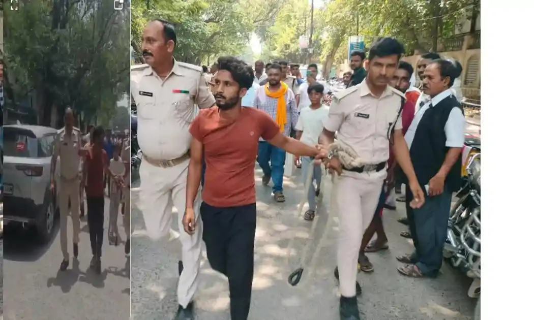 आगे आगे हथकड़ी लगा कैदी, पीछे दौड़ती लोगों की भीड़, एक गिरफ्त में दूसरा फरार