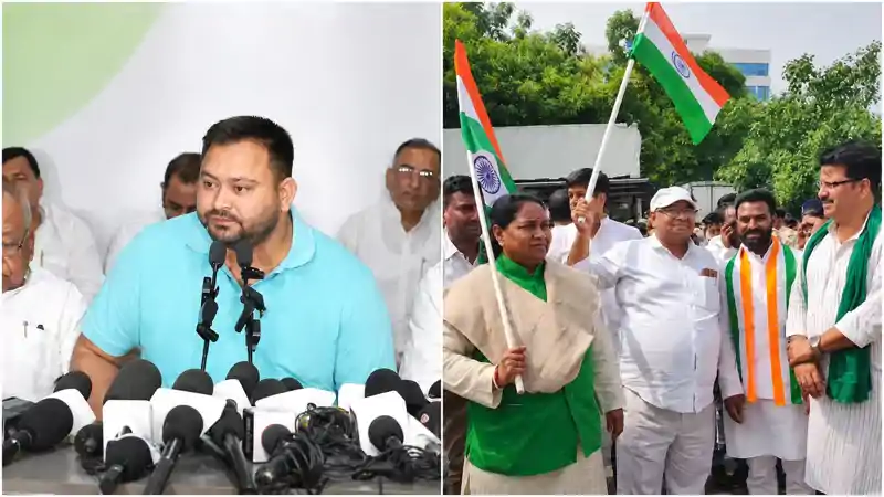 पटना में तेजस्वी यादव का शक्ति प्रदर्शन, 5 KM मार्च से सरकार को घेरेंगे, लालू यादव भी साथ, हजारों की भीड़ पटना में तेजस्वी यादव का शक्ति प्रदर्शन, 5 KM मार्च से सरकार को घेरेंगे, लालू यादव भी साथ, हजारों की भीड़