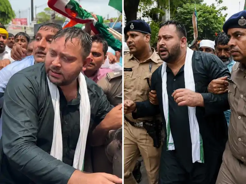 तेजस्वी यादव को सचिवालय थाना पुलिस ने छोड़ा, जा रहे राज्यपाल से मिलने, रिहा होते ही खूब गरजे तेजस्वी यादव को सचिवालय थाना पुलिस ने छोड़ा, जा रहे राज्यपाल से मिलने, रिहा होते ही खूब गरजे