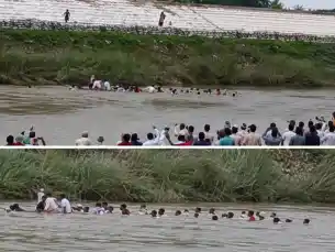 रुन्नीसैदपुर में बड़ा नाव हादसा, बागमती नदी में पलटी नाव, 40 लोग थे सवार रुन्नीसैदपुर में बड़ा नाव हादसा, बागमती नदी में पलटी नाव, 40 लोग थे सवार