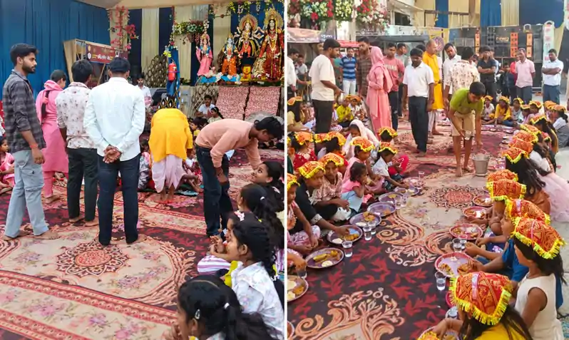 युवा रुद्र दल ने किया 51 कन्याओं का पूजन, भंडारे में उमड़े श्रद्धालु, कटेया में शांतिपूर्ण संपन्न हुआ दशहरा मेला
