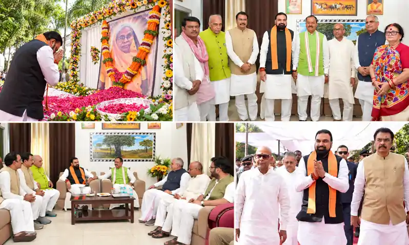 BJP के राष्ट्रीय महामंत्री व बिहार प्रभारी हरीश द्विवेदी की माताजी के श्राद्धकर्म में शामिल हुए मुख्यमंत्री