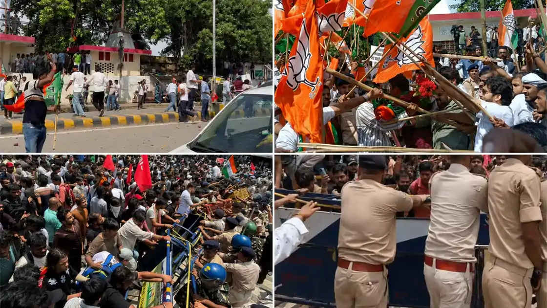 पटना बना रणक्षेत्र, छात्र-पुलिस भिड़े, बीजेपी-कांग्रेस में जमकर लाठी-डंडे चले, ईंट-पत्थर की बारिश