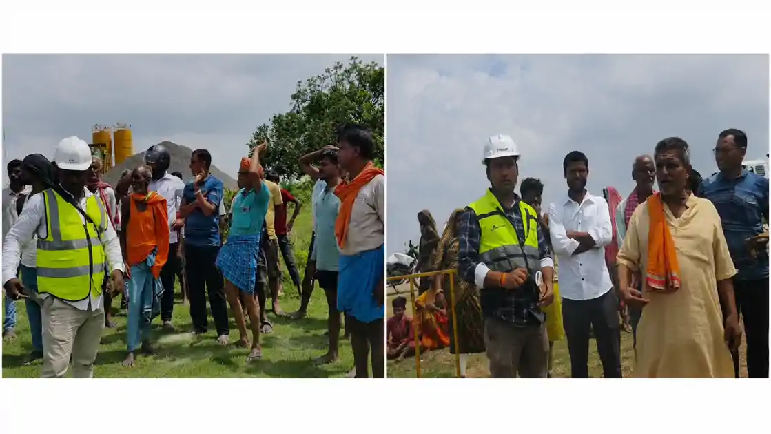 बढ़ुआ जलाशय परियोजना में आम रास्ता बंद होने पर ग्रामीणों का विरोध, आश्वासन के बाद शुरू हुआ कार्य