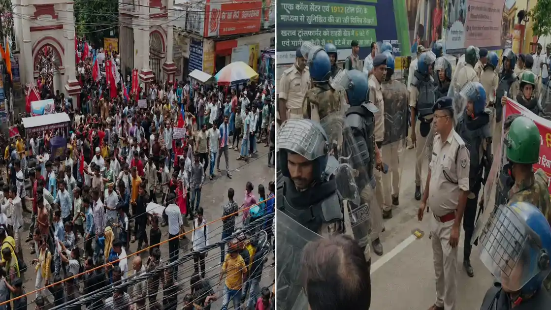 हजारों छात्रों ने किया डीएम ऑफिस पर प्रदर्शन, नीट पेपर लीक और लाठीचार्ज के विरोध में मार्च 