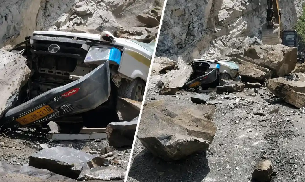 चलती टैक्सी पर गिरा पहाड़, 13 लोगों के मरने की आशंका, राहत व बचाव कार्य जारी