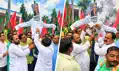 चुनाव आयोग के खिलाफ महागठबंधन का जोरदार प्रदर्शन, मुख्य चुनाव आयुक्त का पुतला दहन