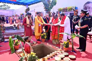 कदमा : राष्ट्रपति ने किया श्री जगन्नाथ आध्यात्मिक केंद्र का भूमि पूजन, पारंपरिक विधि से संपन्न हुआ कार्यक्रम 