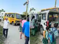 गॉड ग्रेस स्कूल की जर्जर बस का स्टेरिंग फेल, बाल-बाल बचे दर्जनों बच्चे, अभिभावक आक्रोशित