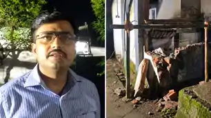 भारी बारिश में सेक्टर-6 के आवास की सीढ़ी की रेलिंग ढही, चार परिवार फंसे