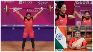 भारत का पहला सोना, मीराबाई चानू ने गोल्ड मेडल जीतकर कॉमनवेल्थ गेम्स में लगाई हैट्रिक, राष्ट्रपति ने दी बधाई भारत का पहला सोना, मीराबाई चानू ने गोल्ड मेडल जीतकर कॉमनवेल्थ गेम्स में लगाई हैट्रिक, राष्ट्रपति ने दी बधाई