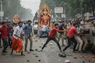 सरस्वती पूजा विसर्जन के दौरान रजरप्पा पुलिस पर पथराव, 10 गिरफ्तार