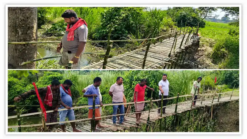ग्रामीणों ने चंदा इकट्ठा कर रातों रात बना दिया चचरी का पुल, मगरमच्छ ने सिस्टम से लड़ना सीखा दिया