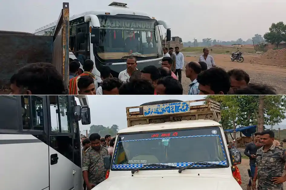 पलामू: रजनीगंधा बस और पिकअप वाहन में जोरदार टक्कर, मची अफरा-तफरी, तुरंत पहुंची पुलिस 