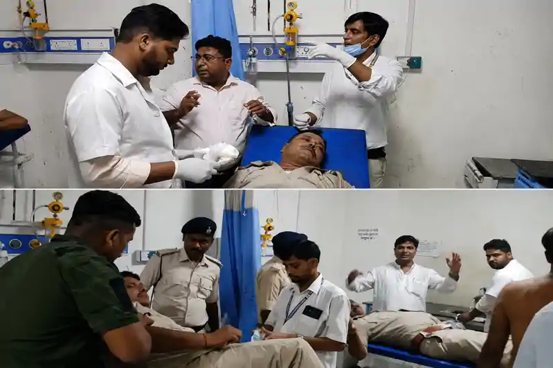आक्रोशित लोगों ने पुलिस टीम पर किया हमला, कई घायल, वाहन भी क्षतिग्रस्त, तीन थानों की पुलिस फोर्स तैनात