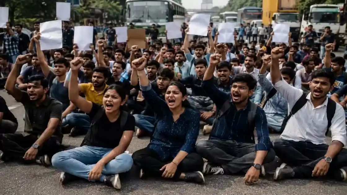 शिक्षा नीतियों और पेपर लीक के खिलाफ छात्र संगठनों का राज्यव्यापी चक्का जाम
