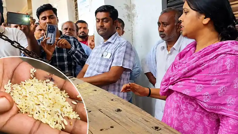 गरीबों के राशन में कटौती का आरोप, बिहार के SFC गोदाम में हंगामा, जांच में सामने आया 10 किलो का अंतर गरीबों के राशन में कटौती का आरोप, बिहार के SFC गोदाम में हंगामा, जांच में सामने आया 10 किलो का अंतर